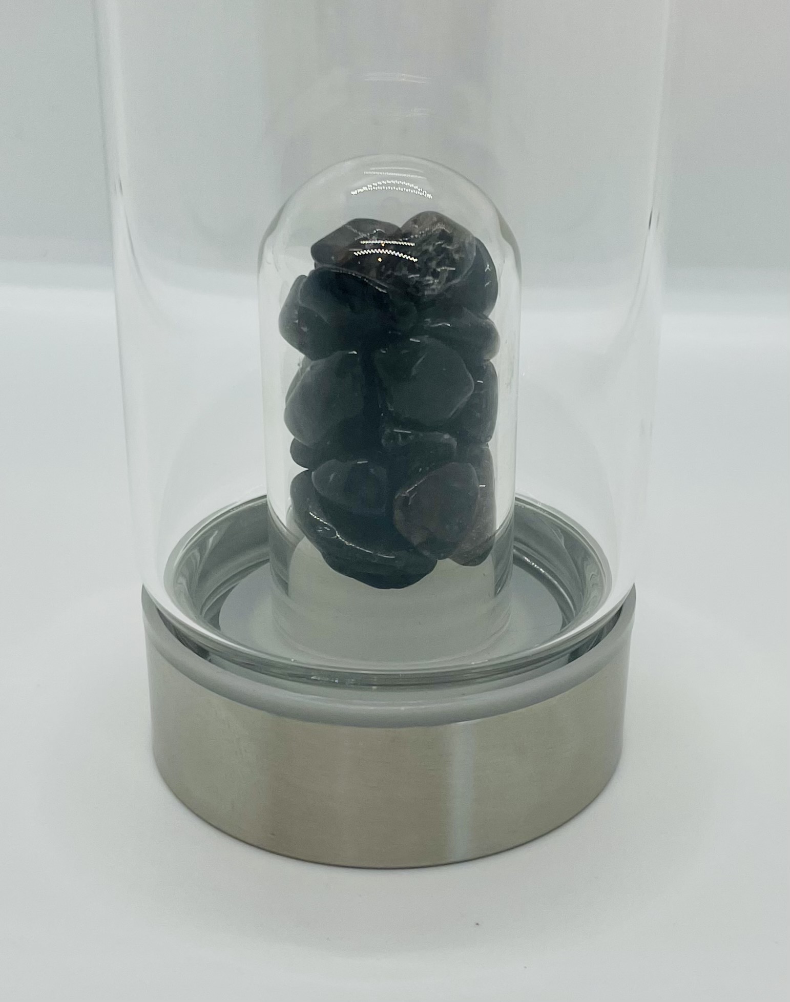 Black Obsidian Crystal Elixir Water Bottle with Carry Strap 16oz